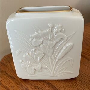 Lenox Floral Ceramic Vase with Gold Trim